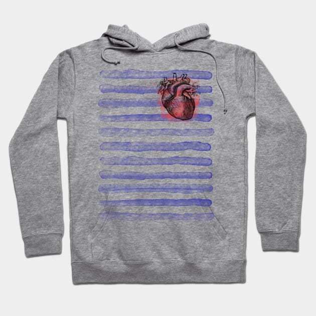 striped heart Hoodie by ursulalopez